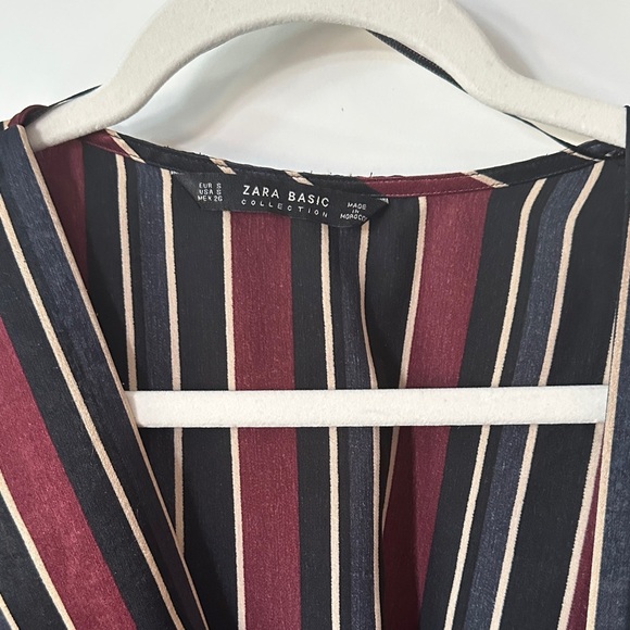 ZARA | Silky Satin Red Black Stripe Kimono Style Wrap - Picture 4 of 16